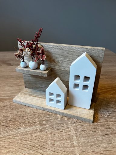 Tafel Häuser Blumen